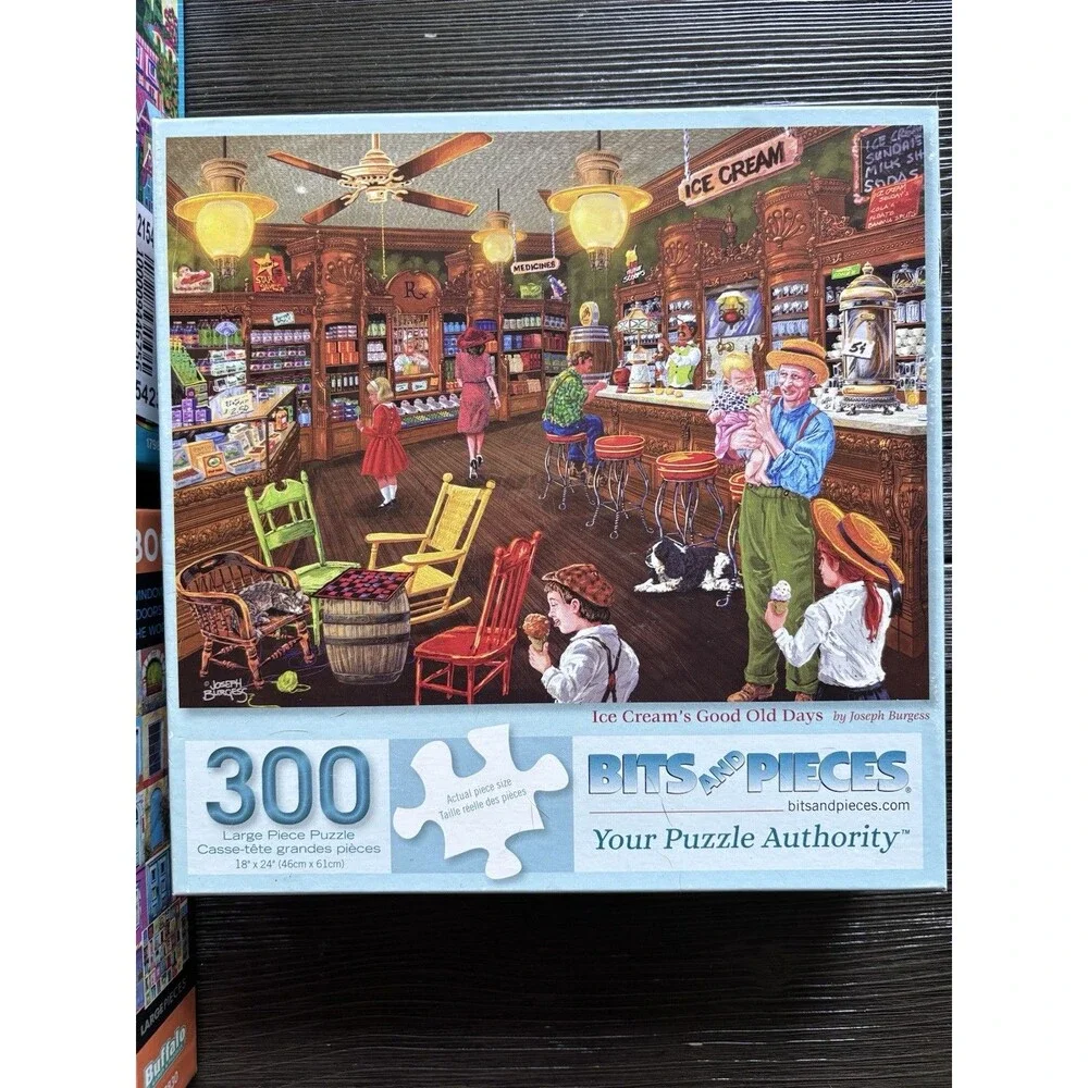 300 PIECE 3 Lot PUZZLES Bits N Pieces Colorful Doors Houses Antique Store